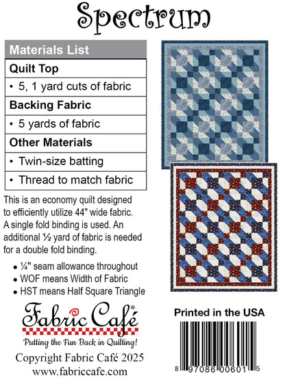 Pattern | Fabric Café | Spectrum 5-Yard Quilt Pattern