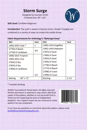 Tourmaline And Thyme Quilts Llc | STORM SURGE | TTQ-419A
