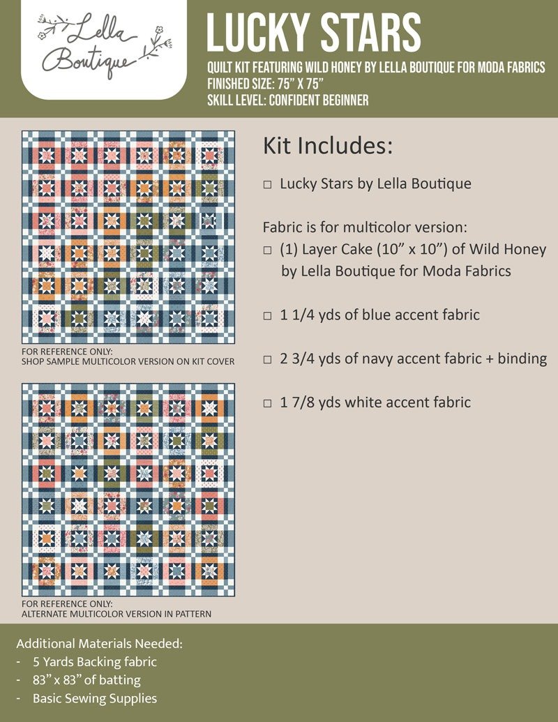 Quilt Kit | Moda | Leila Boutique | Wild Honey | Quilt Kit | 75" X 75"