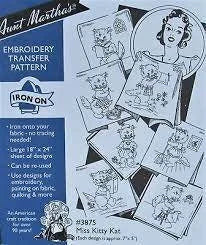 Aunt Martha’s | Embroidery Transfer Pattern | #3875 Miss Kitty Kat
