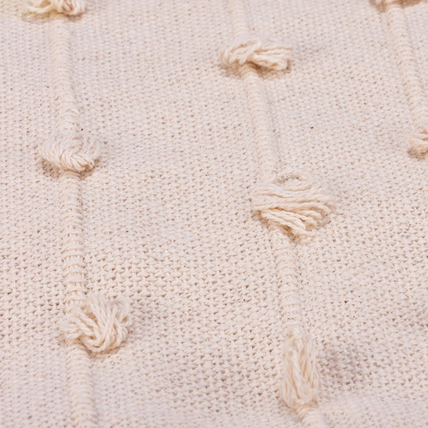 Cream Poms Throw Blanket