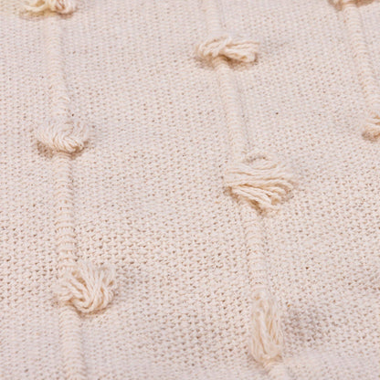 Cream Poms Throw Blanket