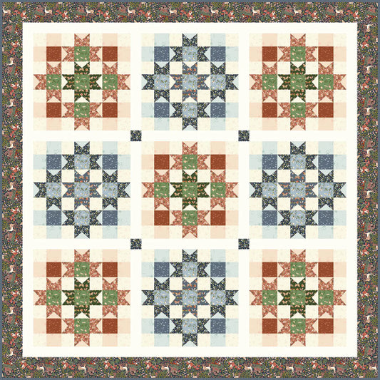 Free Pattern | Windham Fabrics | Canopy of Stars Quilt Pattern 88" X 88"