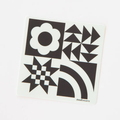 Black and White Quilt Block Sticker - Vinyl Waterproof Sticker