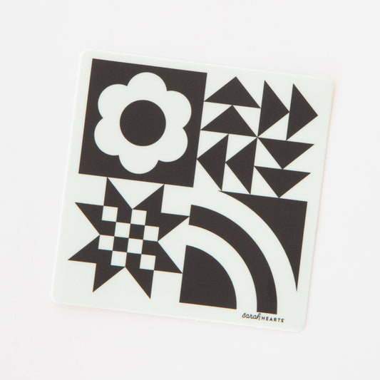 Black and White Quilt Block Sticker - Vinyl Waterproof Sticker