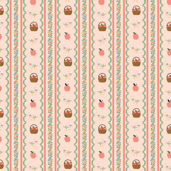 Farmhouse Stripe Pink Home Sweet Home fabric by Rifle Paper Co.