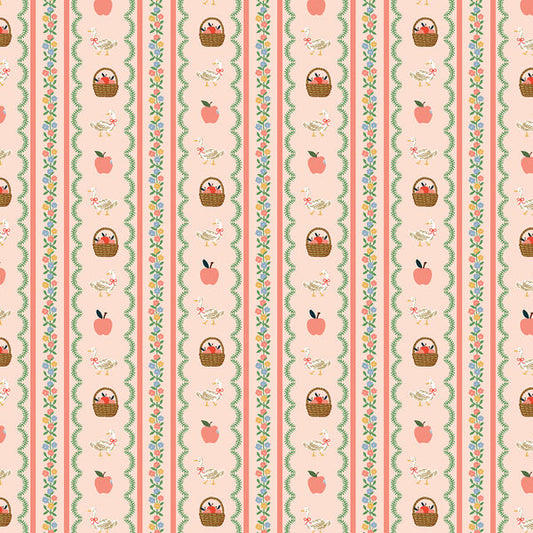 Farmhouse Stripe Pink Home Sweet Home fabric by Rifle Paper Co.