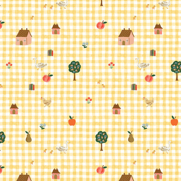 Farmhouse Gingham Butter Home Sweet Home fabric by Rifle Paper Co.
