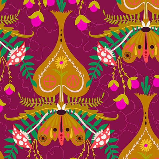 Andover | Alison Glass | Wildflowers | Vase and Moth | Plum