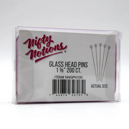 Nifty Notions | Glass Head Pins | 1 3/8" | 200 Ct.