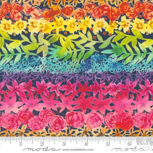 Moda | Flower Patches Amarilys Henderson | Rainbow Stripes Midnight