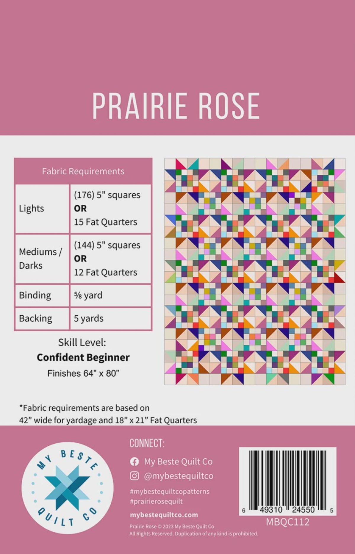 Jar Designs | PRAIRIE ROSE | MBQC112 | Quilt Pattern