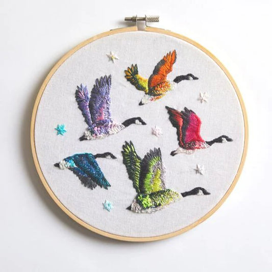 Trailhead Yarns | Un-Kit Embroidery Canvas | 8" Geese