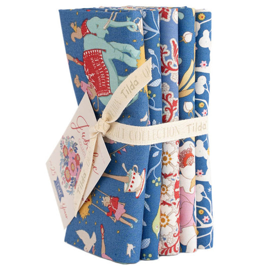 Fat Quarter Bundle (5) | Tilda | Jubilee | Teal |White