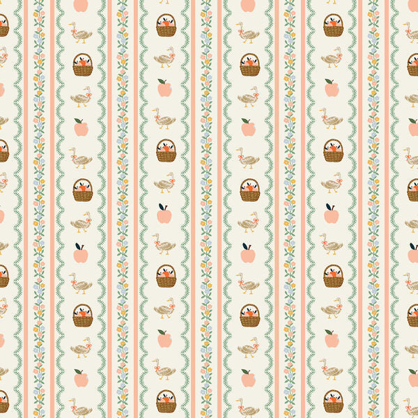 Farmhouse Stripe Cream Home Sweet Home fabric by Rifle Paper Co.