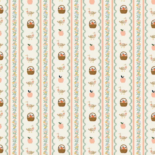 Farmhouse Stripe Cream Home Sweet Home fabric by Rifle Paper Co.