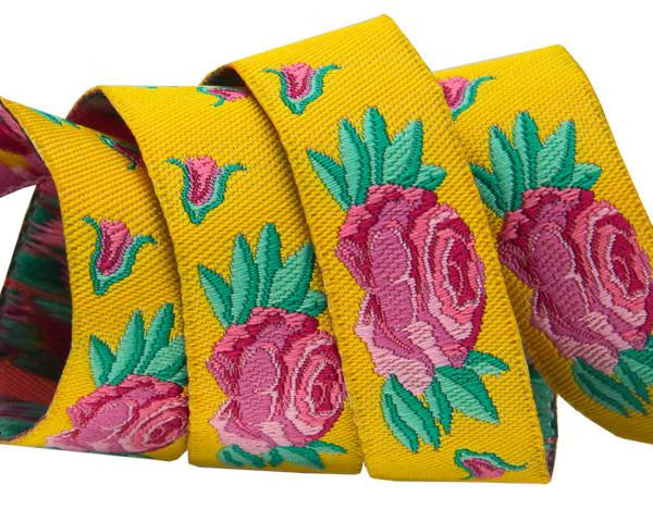 Ribbon | Spanish Rose on Yellow | Kaffe Fassett | 5/8"
