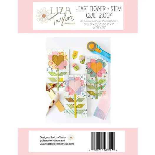 Liza Taylor | Heart Flower | Quilt Block | Foundation Paper Pieced Pattern