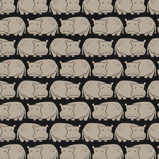 Cotton + Steel | Loes Van Oosten | Rising Sun | Weary Hippo | LV901-BK4
