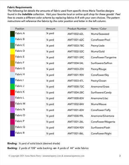 Anna Maria Textiles | Indelible | Pattern | Includes Pattern & Acrylic Templates
