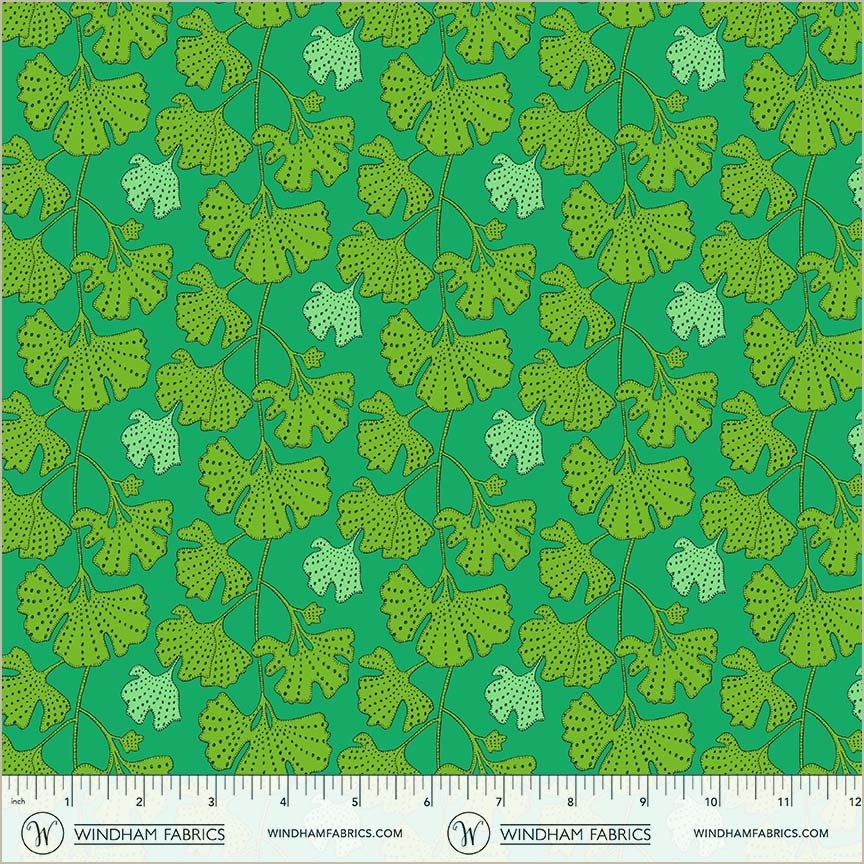 Windham Fabrics | Sally Kelly | Sunshine | Ginkgo | Kelly