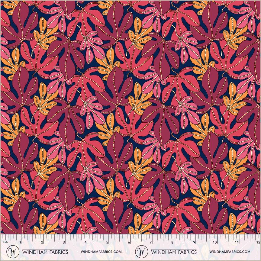Windham Fabrics | Sally Kelly | Sunshine | Monsterra | Indigo