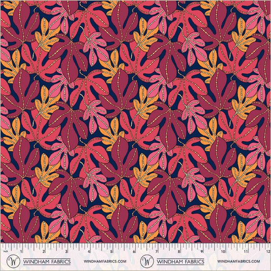 Windham Fabrics | Sally Kelly | Sunshine | Monsterra | Indigo