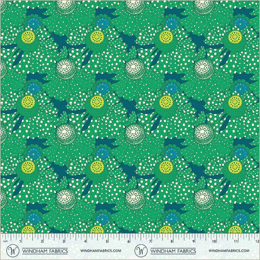 Windham Fabrics | Sally Kelly | Sunshine | Polka Flower | Chlorophyll