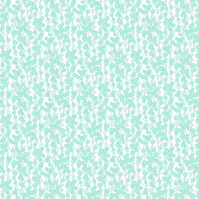 Quilting in Bloom - Floral Stripe Light Turquoise Multi Fabric by Lorelai Kuecker for Northcott
