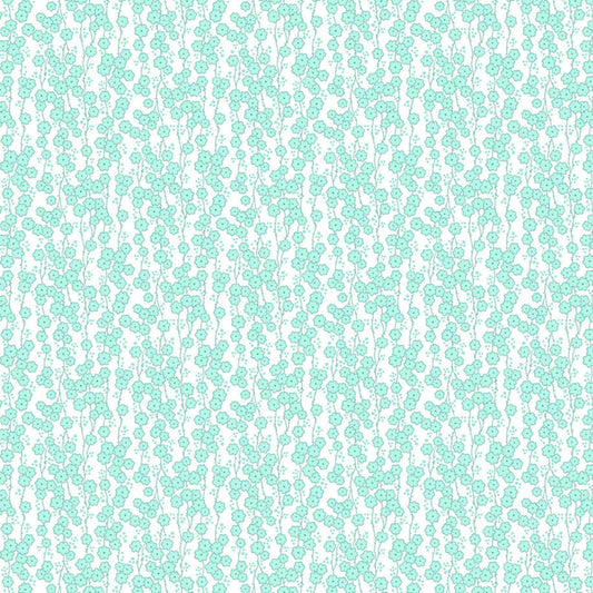 Quilting in Bloom - Floral Stripe Light Turquoise Multi Fabric by Lorelai Kuecker for Northcott