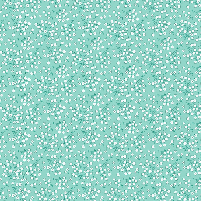 Quilting in Bloom - Blossom Toss Turquoise Fabric by Lorelai Kuecker for Northcott