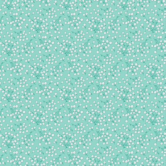 Quilting in Bloom - Blossom Toss Turquoise Fabric by Lorelai Kuecker for Northcott
