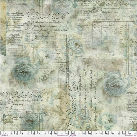 FreeSpirit | Tim Holtz | Eclectic Elements | Receipt | Aqua | 108" Wideback