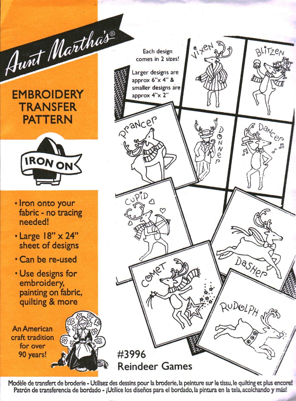 Aunt Martha’s | Embroidery Transfer Pattern | #3996 | Reindeer Games