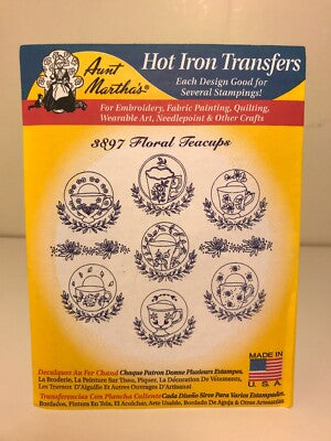 Aunt Martha’s | Embroidery Transfer Pattern | #3897 | Floral Teacups