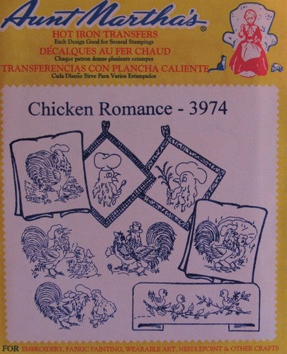 Aunt Martha’s | Embroidery Transfer Pattern | #3974 | Chicken Romance