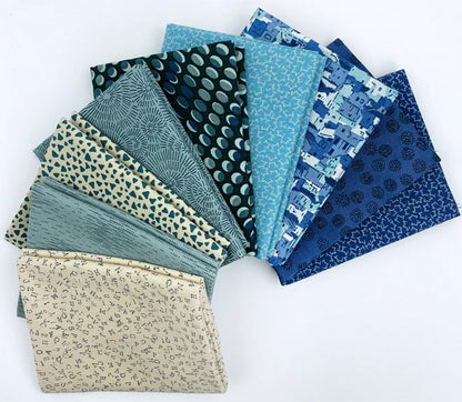 stoffabrics (10) fat quarter bundle-blue