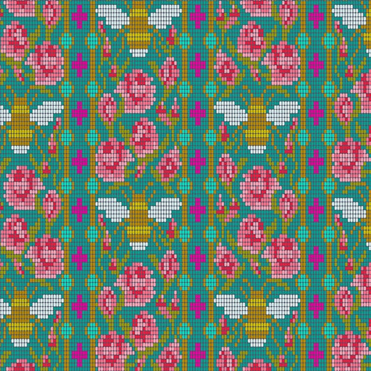 Andover| Handiwork| Alison Glass| Teal Floral