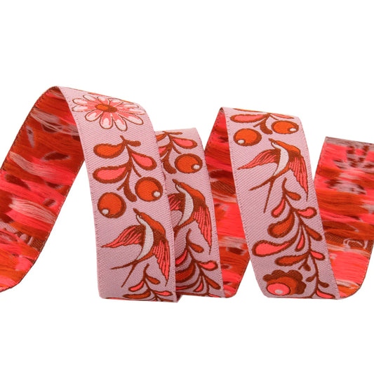 Ribbon | Birds & Bees Spirit | Pink 7/8" | Tula Pink | Cosmic
