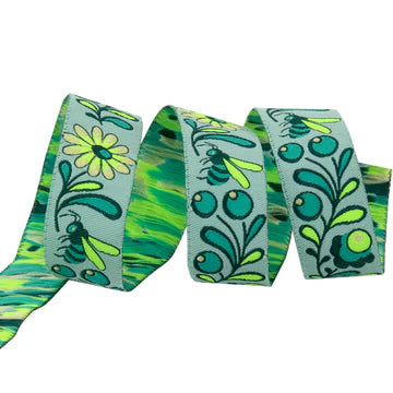 Ribbon | Birds & Bees Spirit | Teal 7/8" | Tula Pink | Everglow