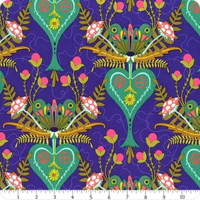 Andover | Alison Glass | Wildflowers | Vase and Moth | Cobalt