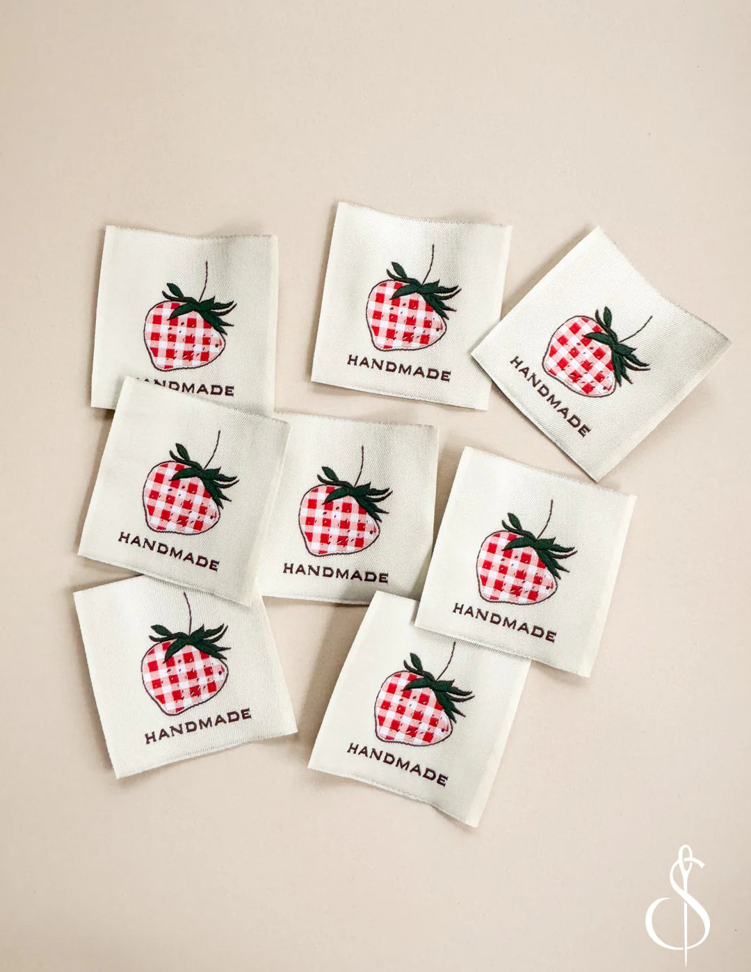 Sewing Illustrations | Check Strawberry Woven Labels